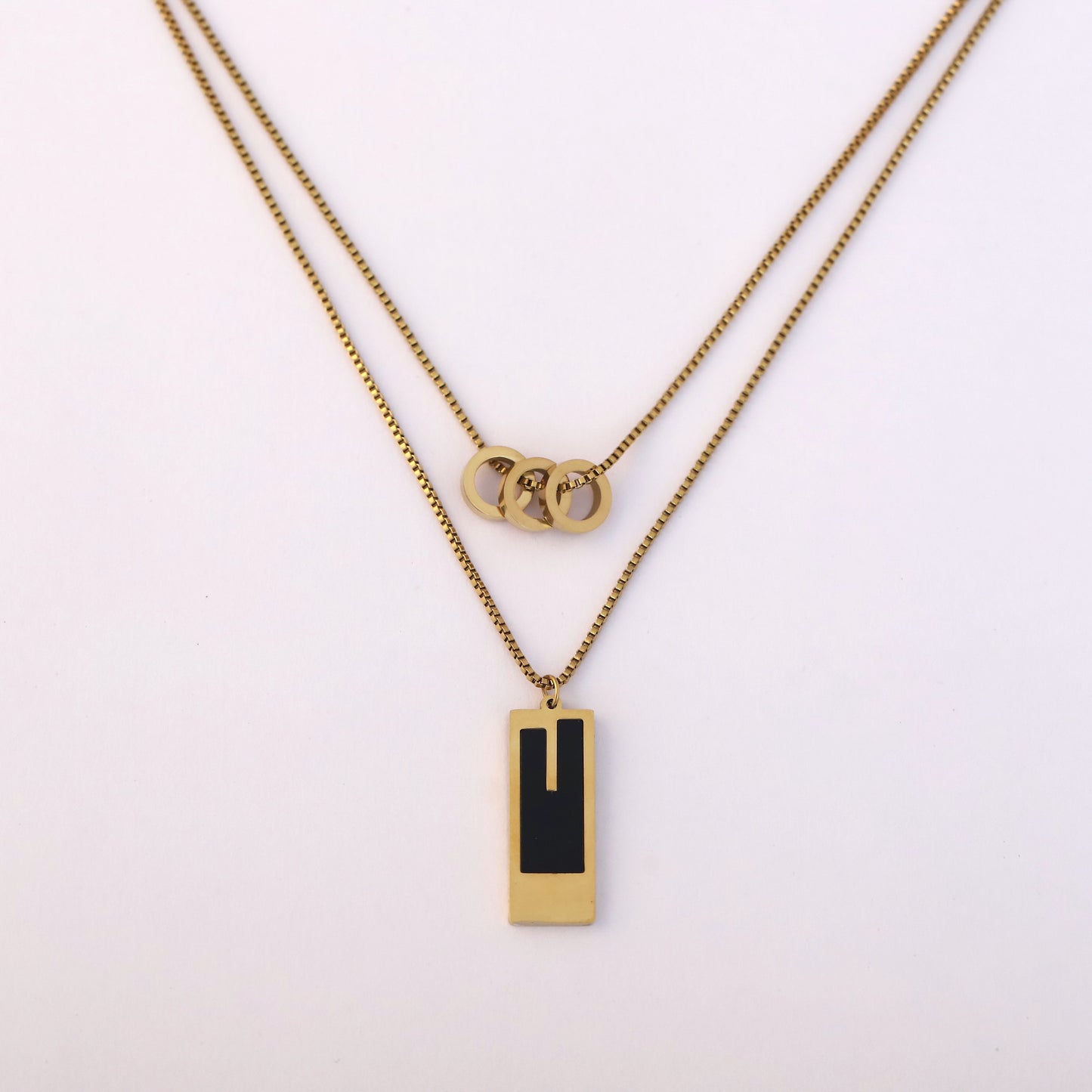 Modern Chic Dual-Layer Geometric Pendant Necklace - ZIPPORY