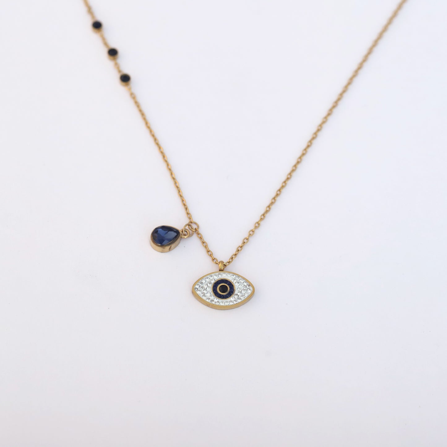Evil Eye with Royal Gem Pendant Necklace - ZIPPORY
