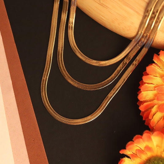 22K Gold Plated Layered Snake Chain Necklace - ZIPPORY