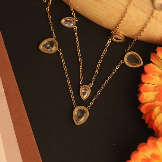 Elegant Multi Crystal Teardrop Necklace - ZIPPORY