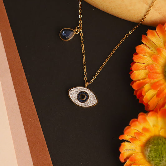 Evil Eye with Royal Gem Pendant Necklace - ZIPPORY