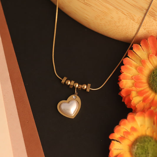 Vintage Shell Heart Chain Necklace - ZIPPORY
