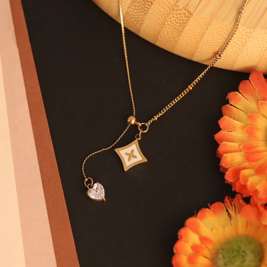 Golden Embrace Heart Charm Pendant Necklace - ZIPPORY