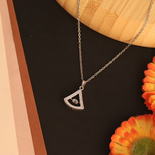 Luna Prism Pendant – Silver-Plated Geometric Sparkle Necklace - ZIPPORY