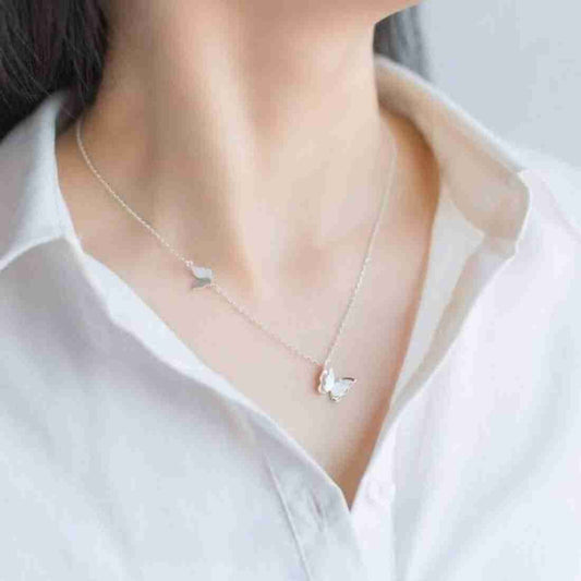 Elegant Silver-Plated Butterfly Necklace - ZIPPORY