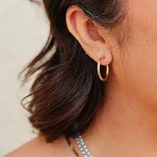 Fashion Gold Stone Hoop Earrings - ZIPPORY