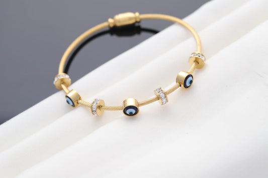 Evil Eye Bracelet With Magnetic Lock- Gold 22K - ZIPPORY