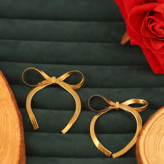 Bow Shaped Drop Earrings - ZIPPORY