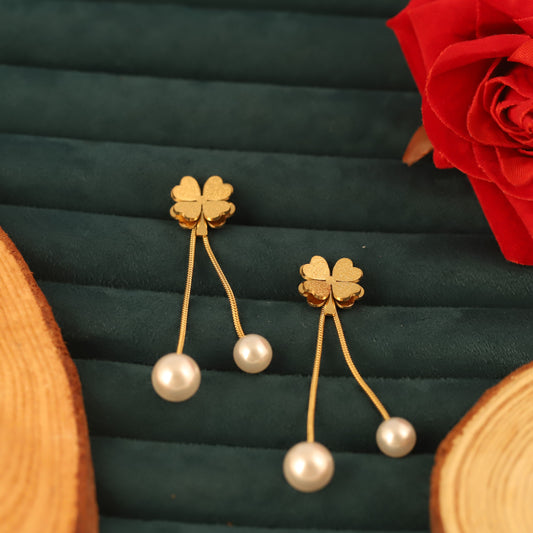 Charming 3D Flower Pearls Dangle Earrings - ZIPPORY