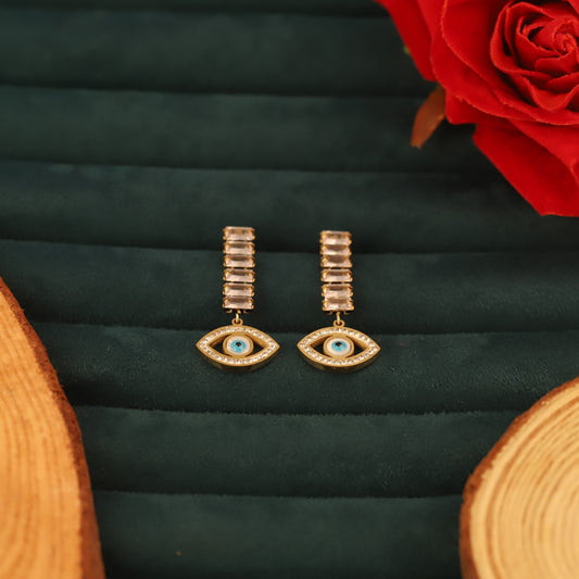 Crystal Evil Eye Drop Earrings - ZIPPORY