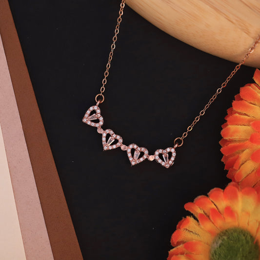 Elegant Rose Gold Plated Magnetic Geometric Pendant Necklace - ZIPPORY