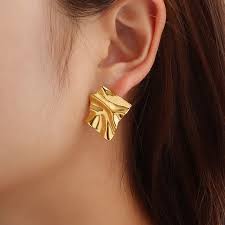 Gold Plated Asymmetric Stunning Stud Earrings - ZIPPORY