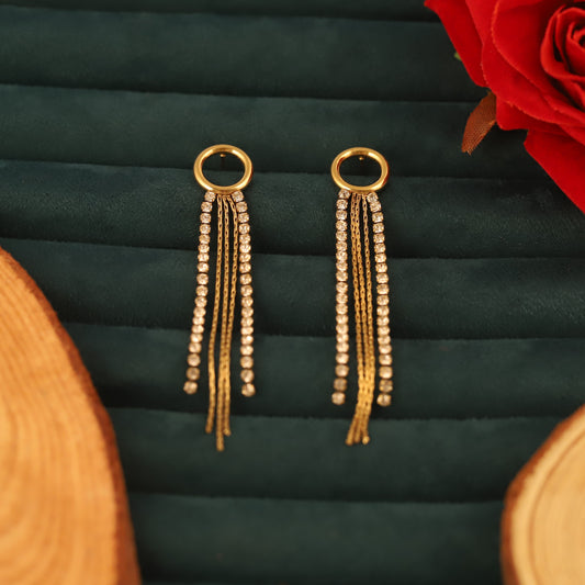 Gold Plated Thread Cocktail Dangle Earrings - ZIPPORY
