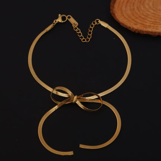 Snake Chain Bow Design Bracelet - ZIPPORY