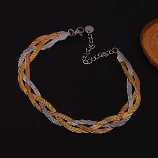 Tri Color Snake Chain Bracelet - ZIPPORY