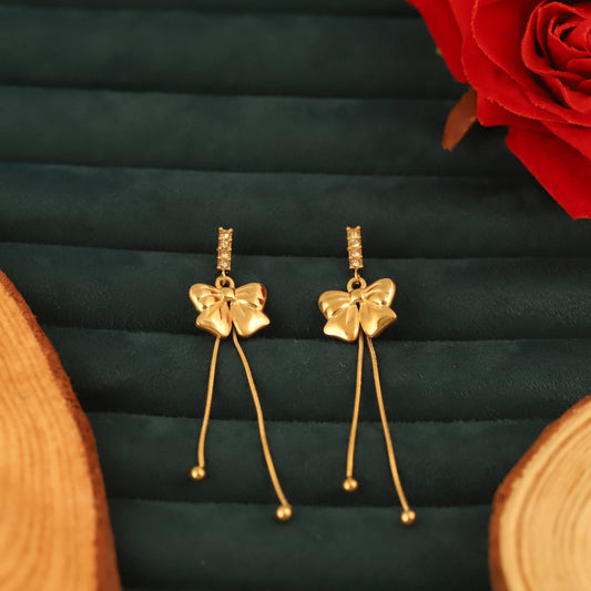 Stunning Bow Gold Plated Chain  Dangle Earrings - ZIPPORY