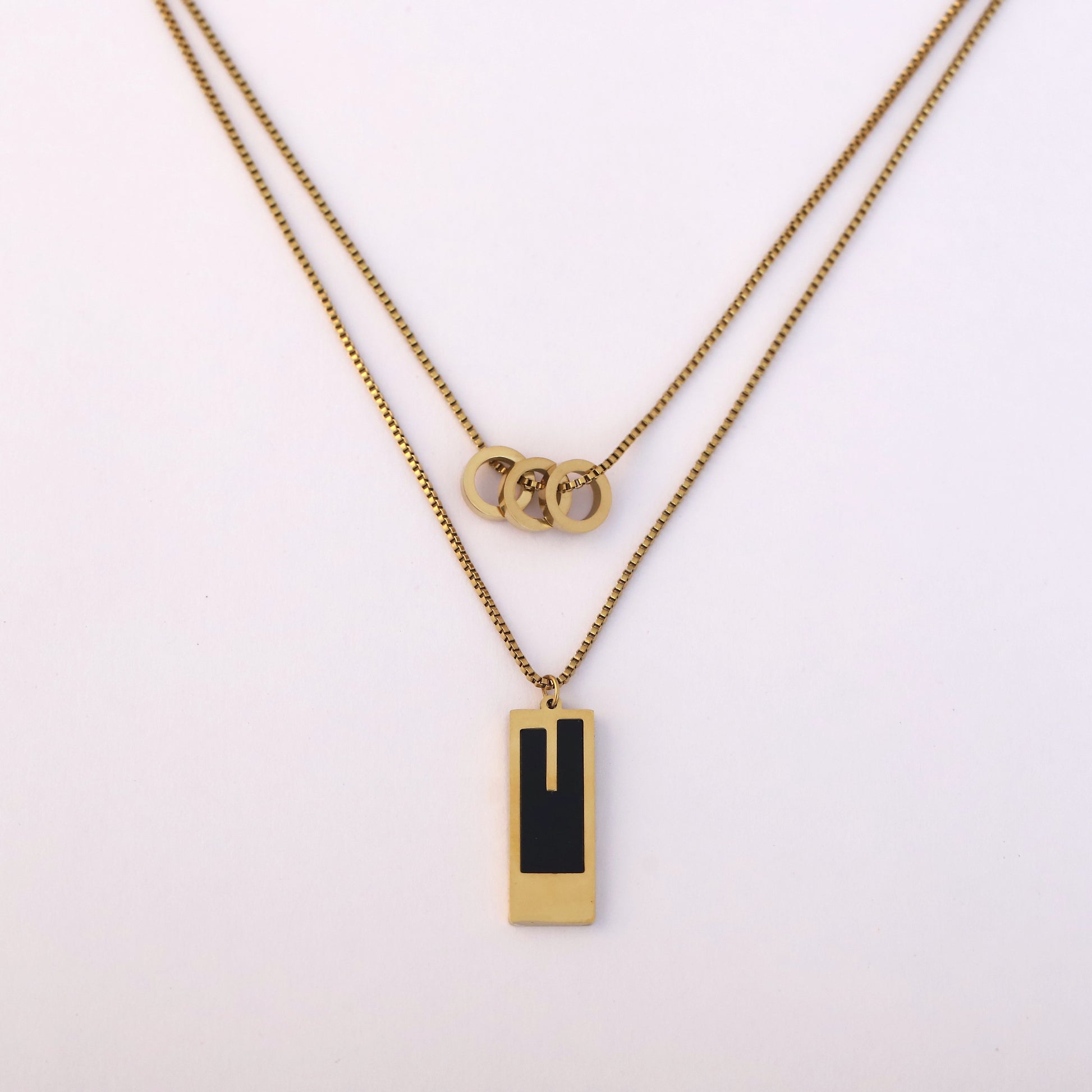 Modern Chic Dual-Layer Geometric Pendant Necklace - ZIPPORY