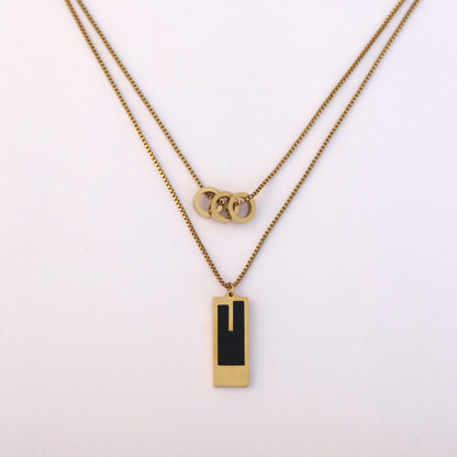 Modern Chic Dual-Layer Geometric Pendant Necklace - ZIPPORY