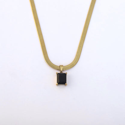 Black Gem Snake Chain Necklace - ZIPPORY