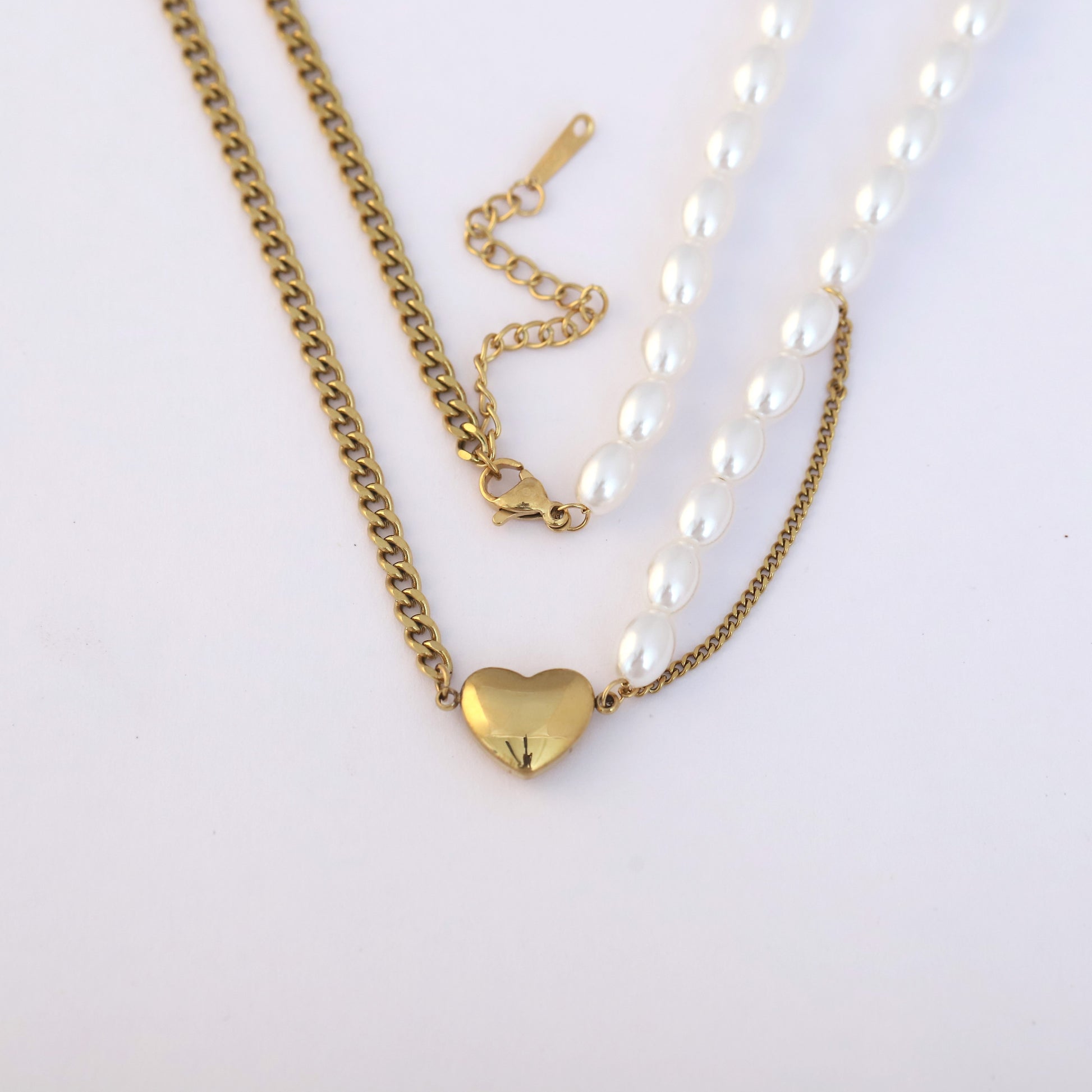 Elegant Pearl and Gold Finish Dual Chain Necklace - ZIPPORY