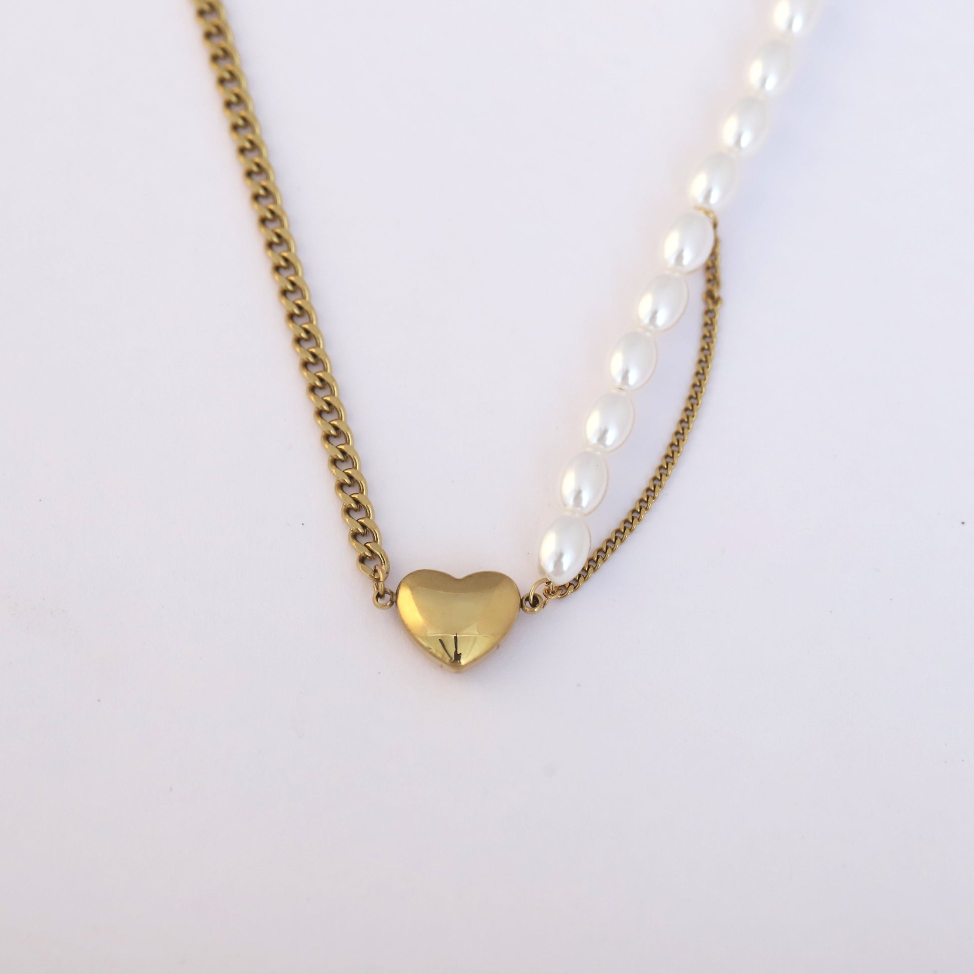 Elegant Pearl and Gold Finish Dual Chain Necklace - ZIPPORY