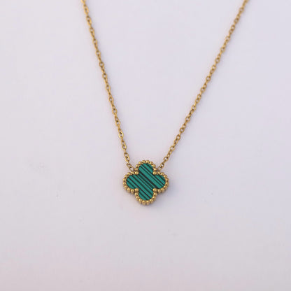 22K Gold Plated Green Clover Necklace - ZIPPORY
