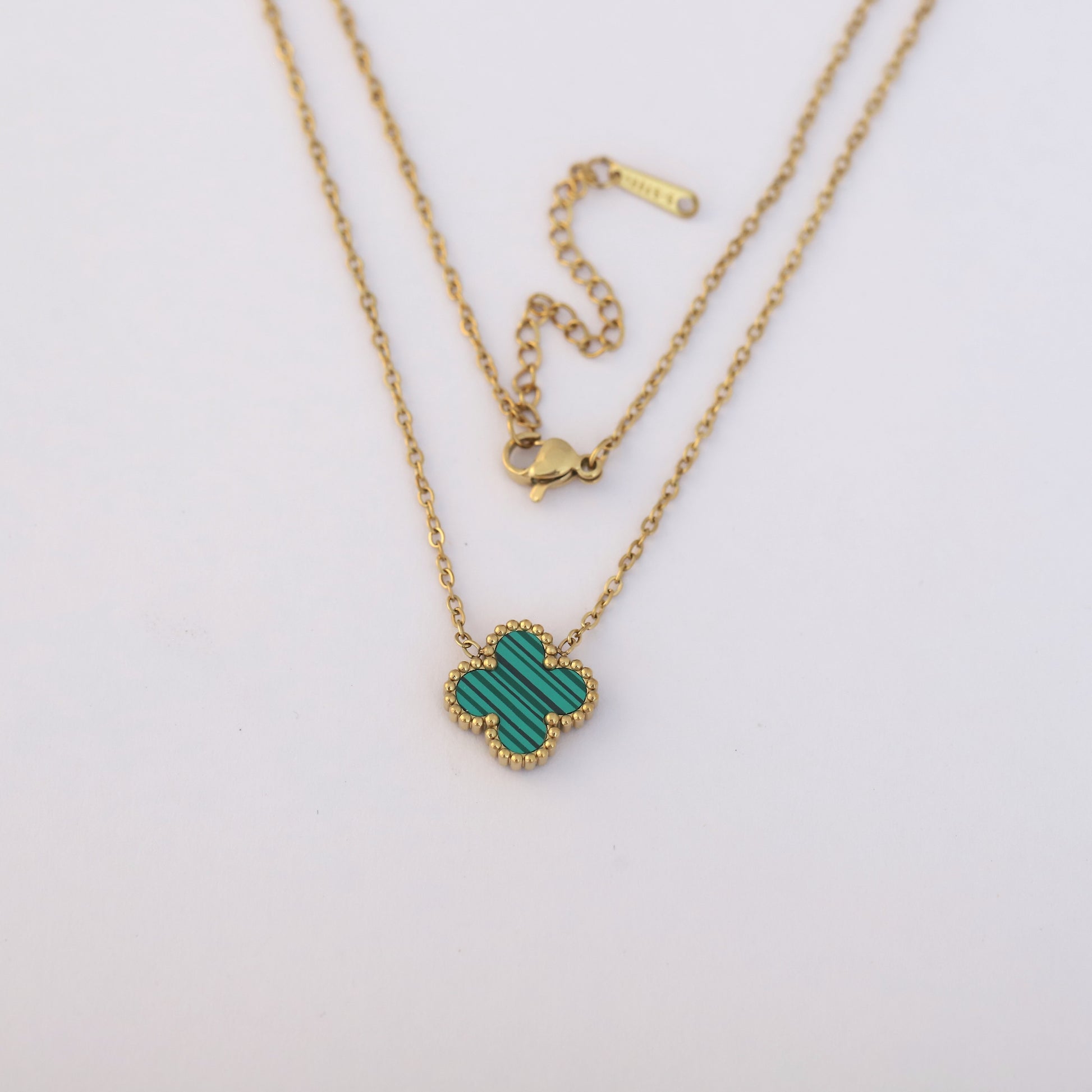 22K Gold Plated Green Clover Necklace - ZIPPORY