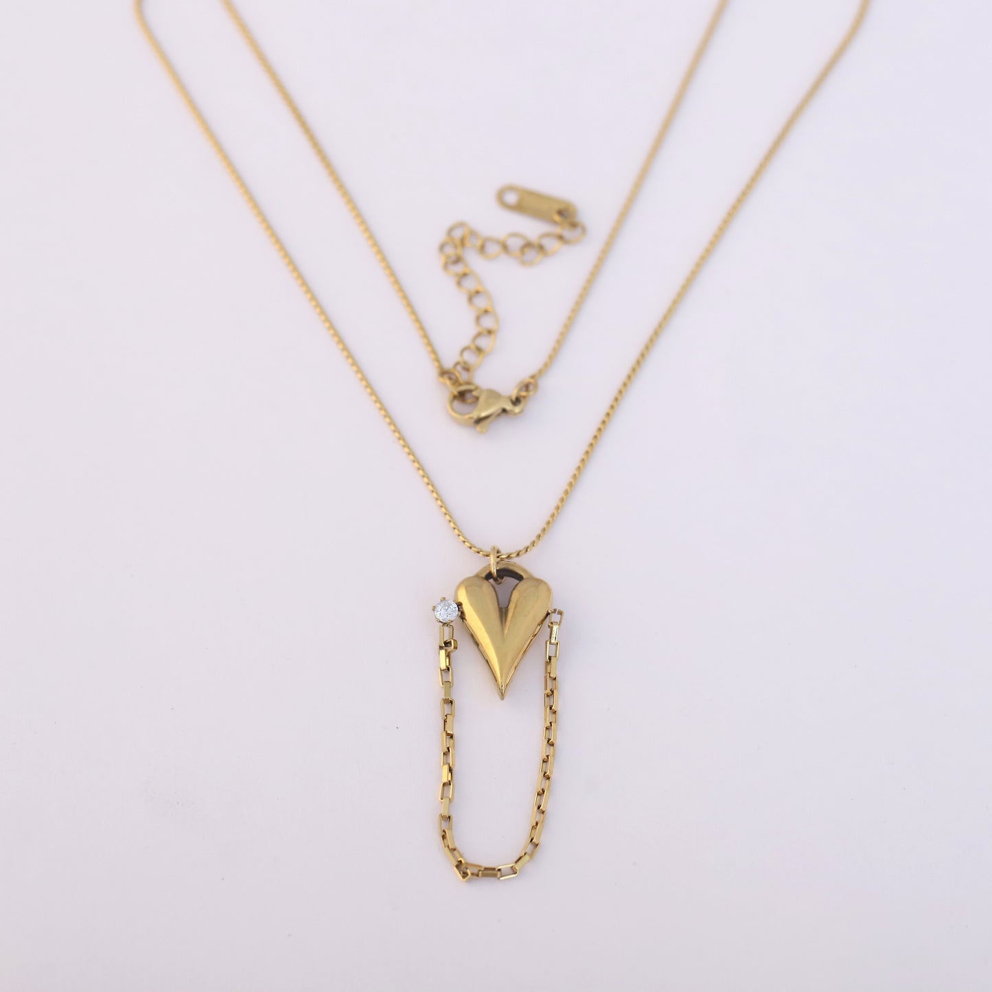 Elegant 22K Gold Plated Zirconia Heart Necklace - ZIPPORY