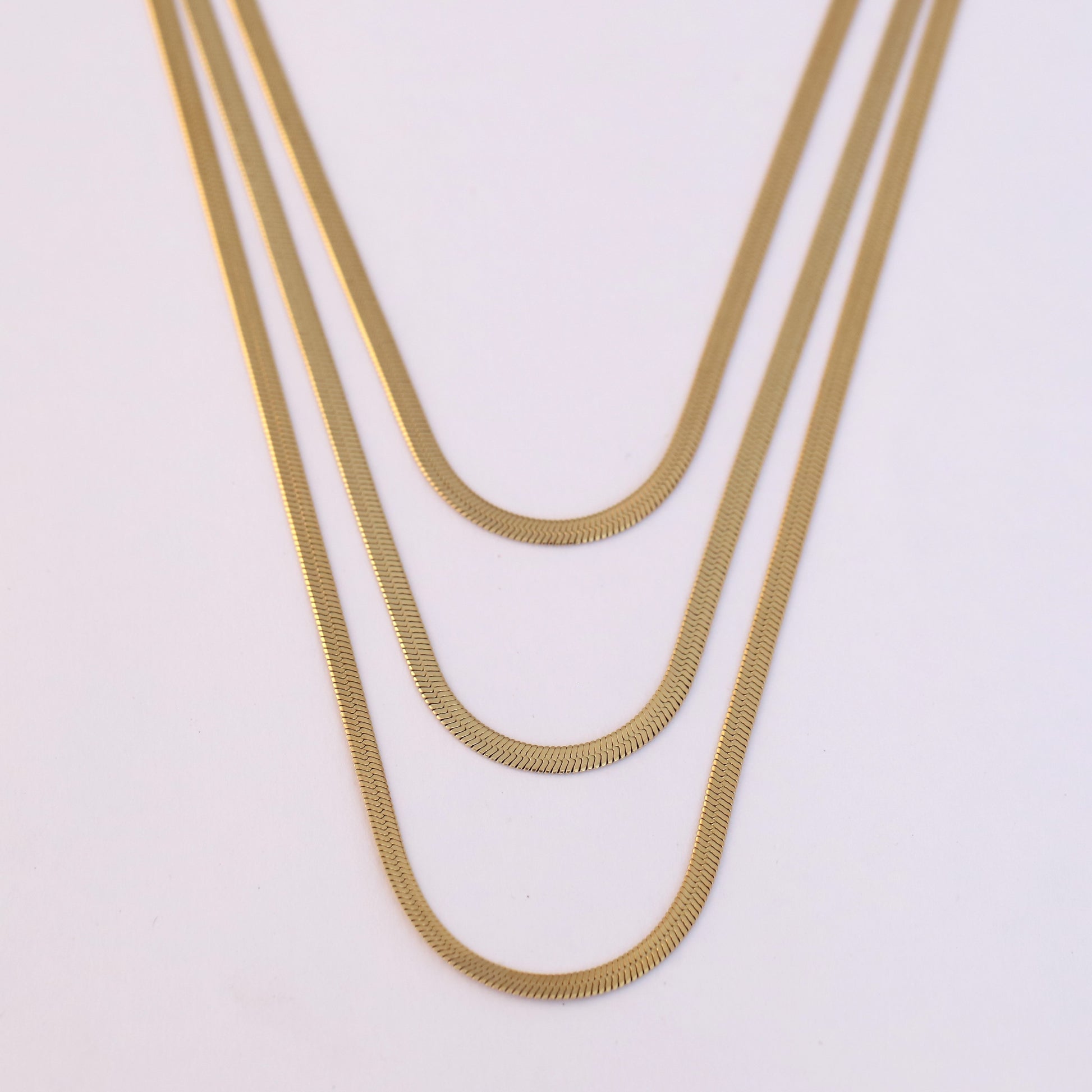22K Gold Plated Layered Snake Chain Necklace - ZIPPORY