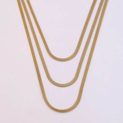 22K Gold Plated Layered Snake Chain Necklace - ZIPPORY