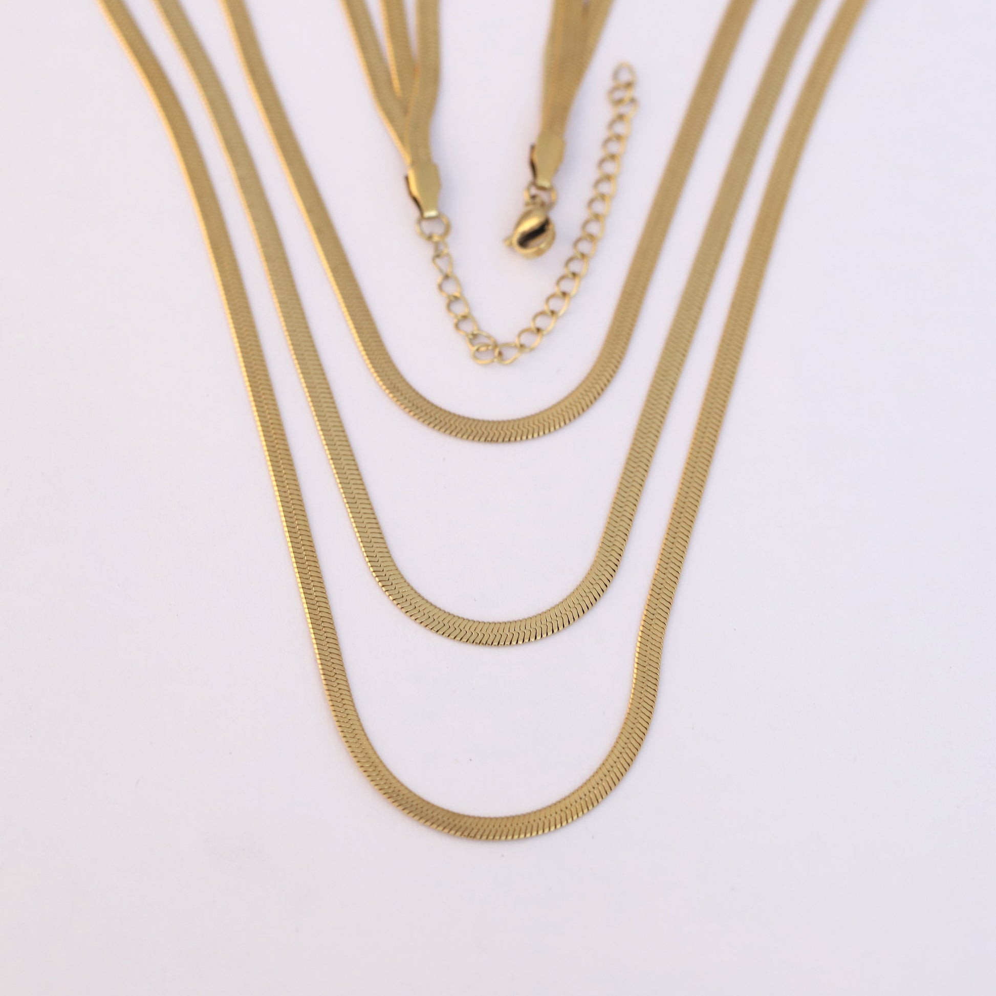 22K Gold Plated Layered Snake Chain Necklace - ZIPPORY
