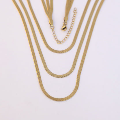 22K Gold Plated Layered Snake Chain Necklace - ZIPPORY
