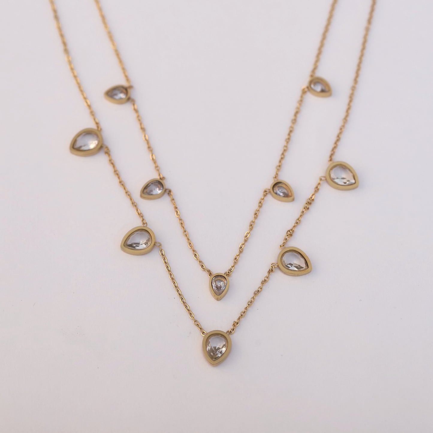 Elegant Multi Crystal Teardrop Necklace - ZIPPORY
