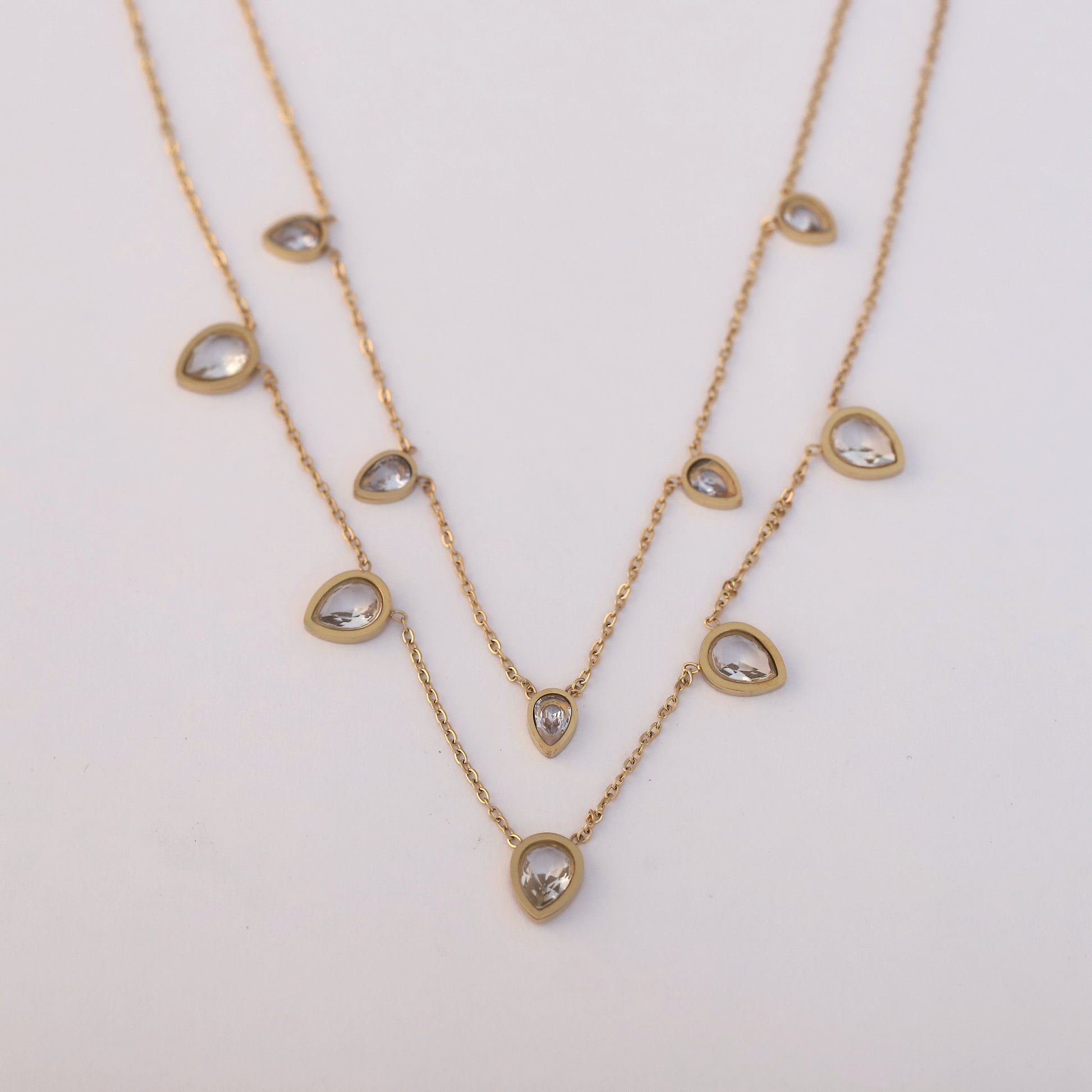 Elegant Multi Crystal Teardrop Necklace - ZIPPORY