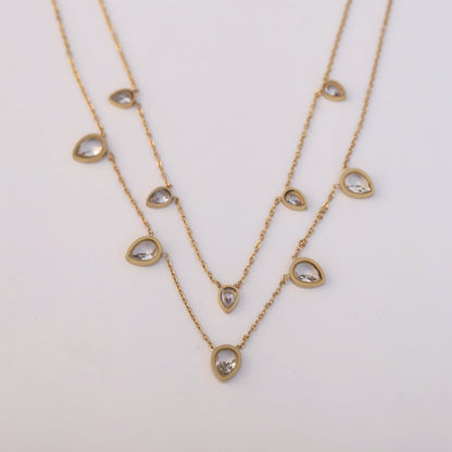 Elegant Multi Crystal Teardrop Necklace - ZIPPORY