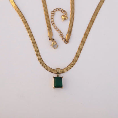 Emerald Snake Chain Necklace - ZIPPORY