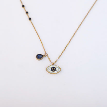 Evil Eye with Royal Gem Pendant Necklace - ZIPPORY