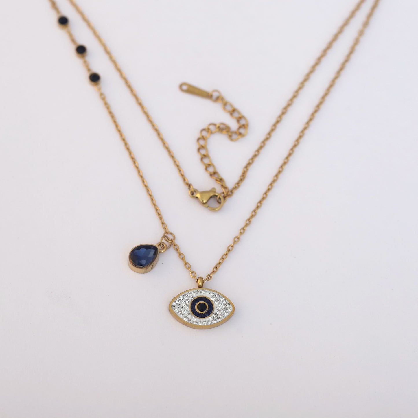 Evil Eye with Royal Gem Pendant Necklace - ZIPPORY