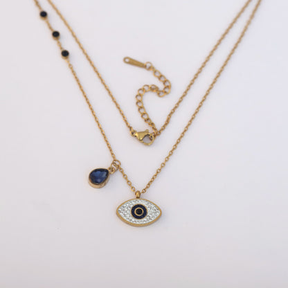 Evil Eye with Royal Gem Pendant Necklace - ZIPPORY