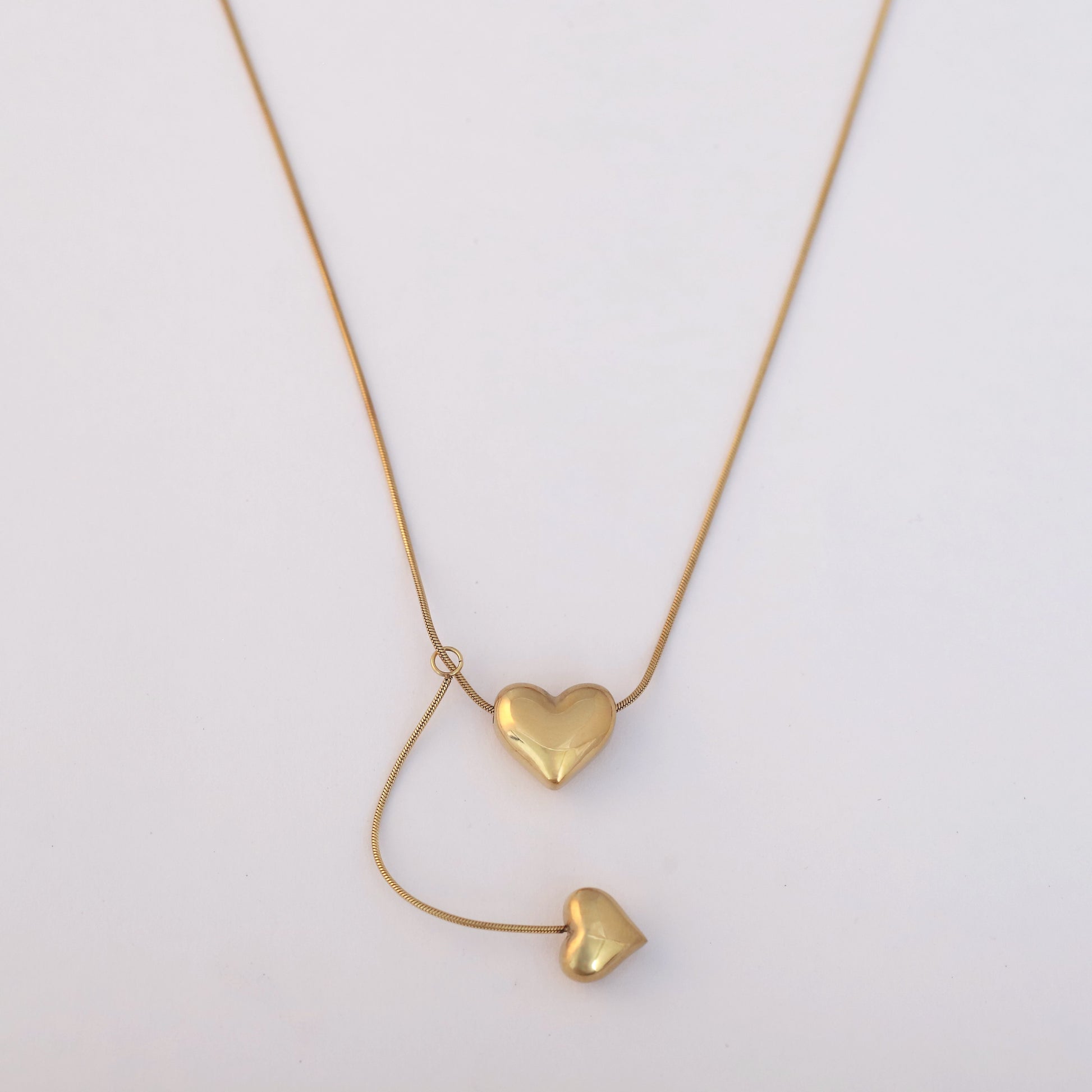 Modern Romance Dual Heart Gold Plated Necklace - ZIPPORY