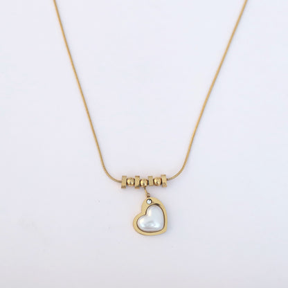 Vintage Shell Heart Chain Necklace - ZIPPORY