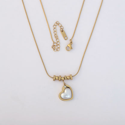Vintage Shell Heart Chain Necklace - ZIPPORY