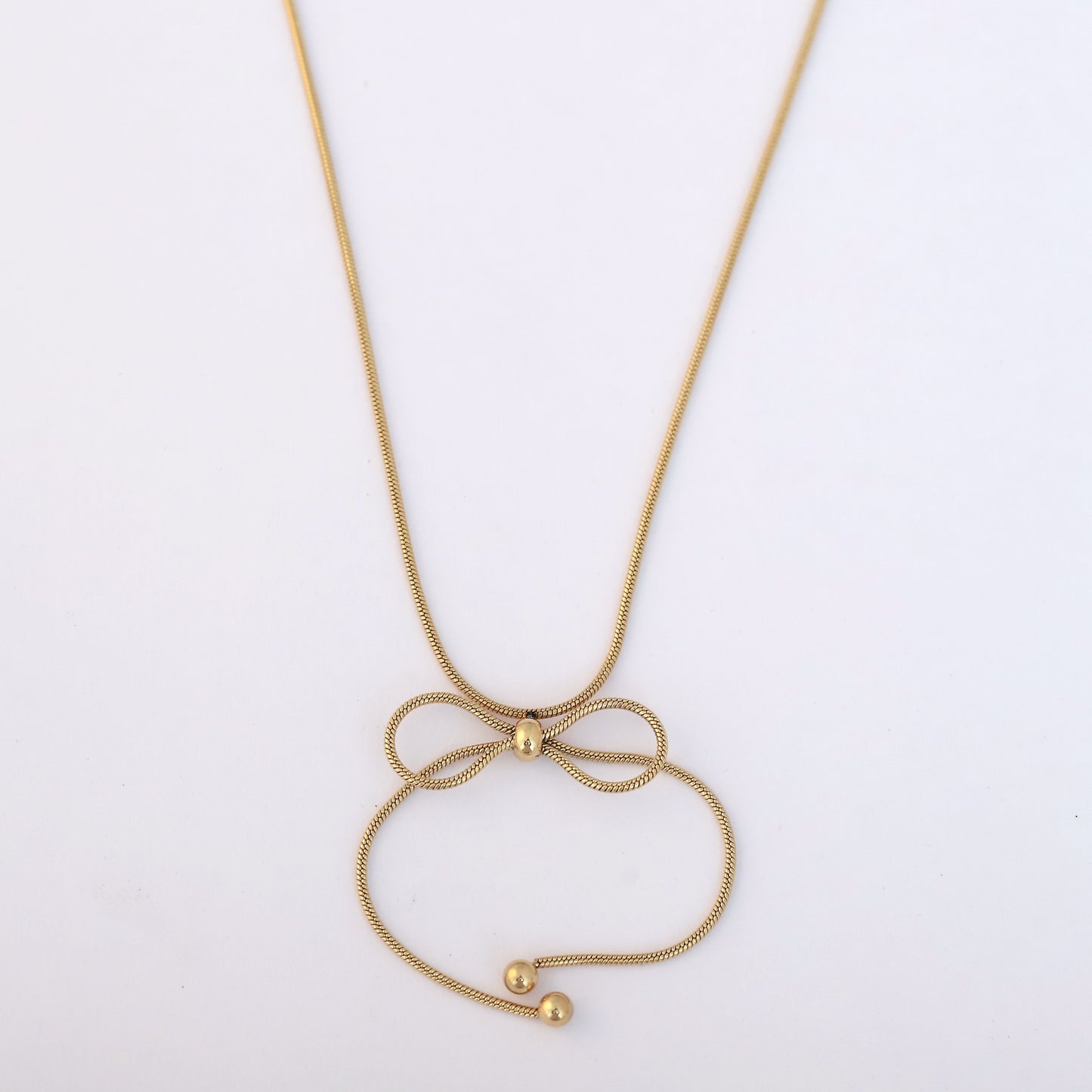 Minimalist Bow-Tie 22K Gold Plated Necklace - ZIPPORY