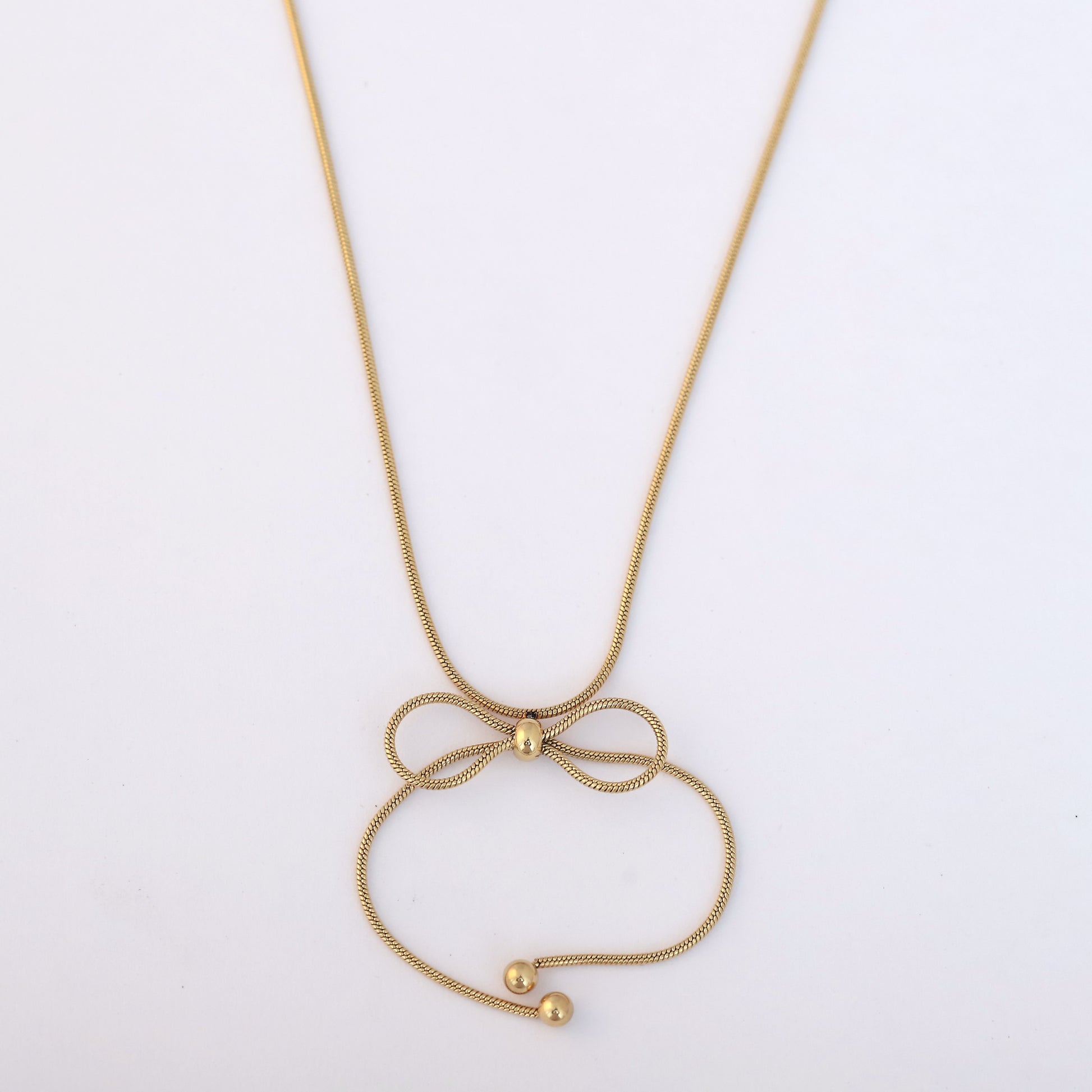 Minimalist Bow-Tie 22K Gold Plated Necklace - ZIPPORY