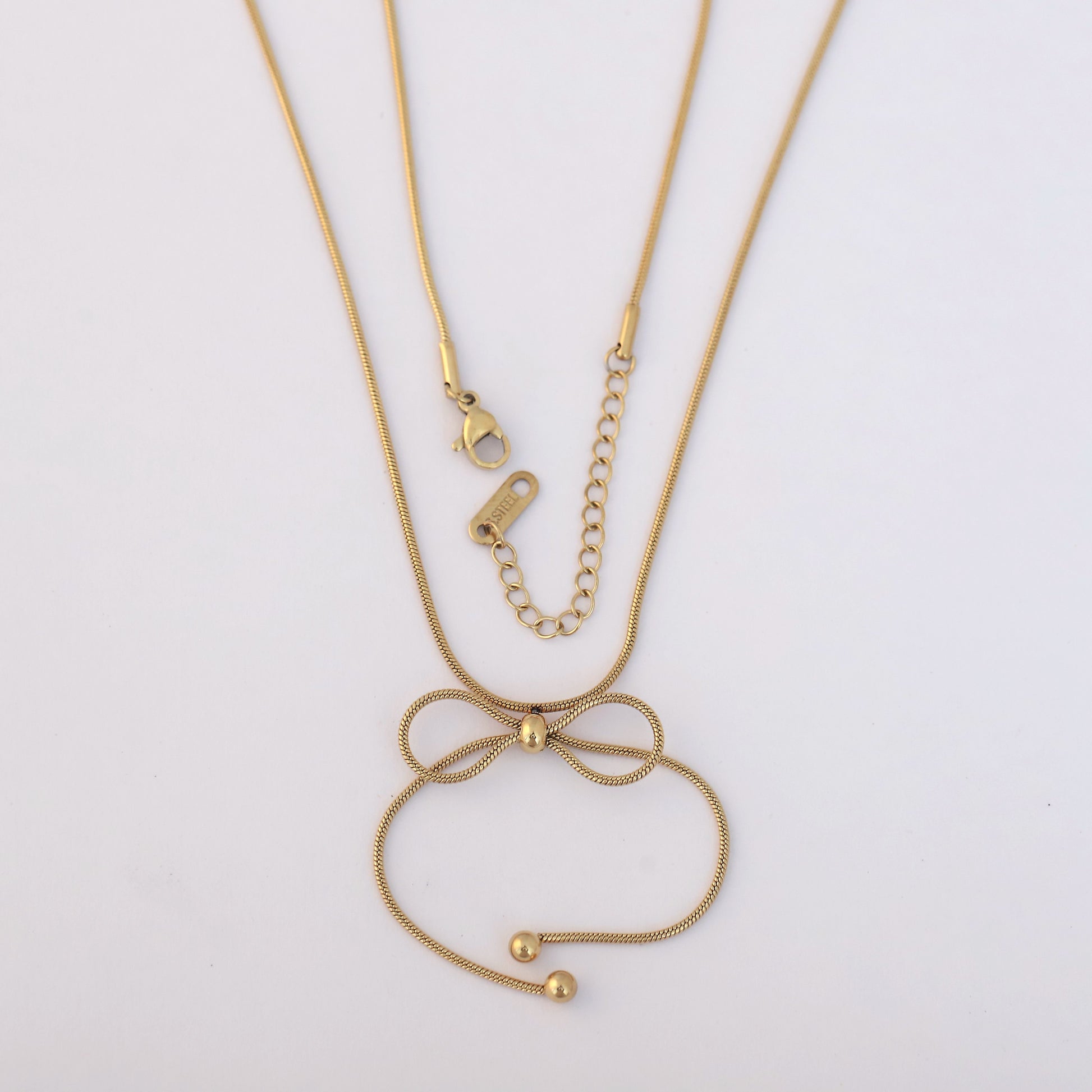 Minimalist Bow-Tie 22K Gold Plated Necklace - ZIPPORY