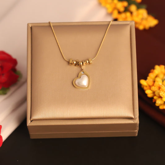 Vintage Shell Heart Chain Necklace - ZIPPORY