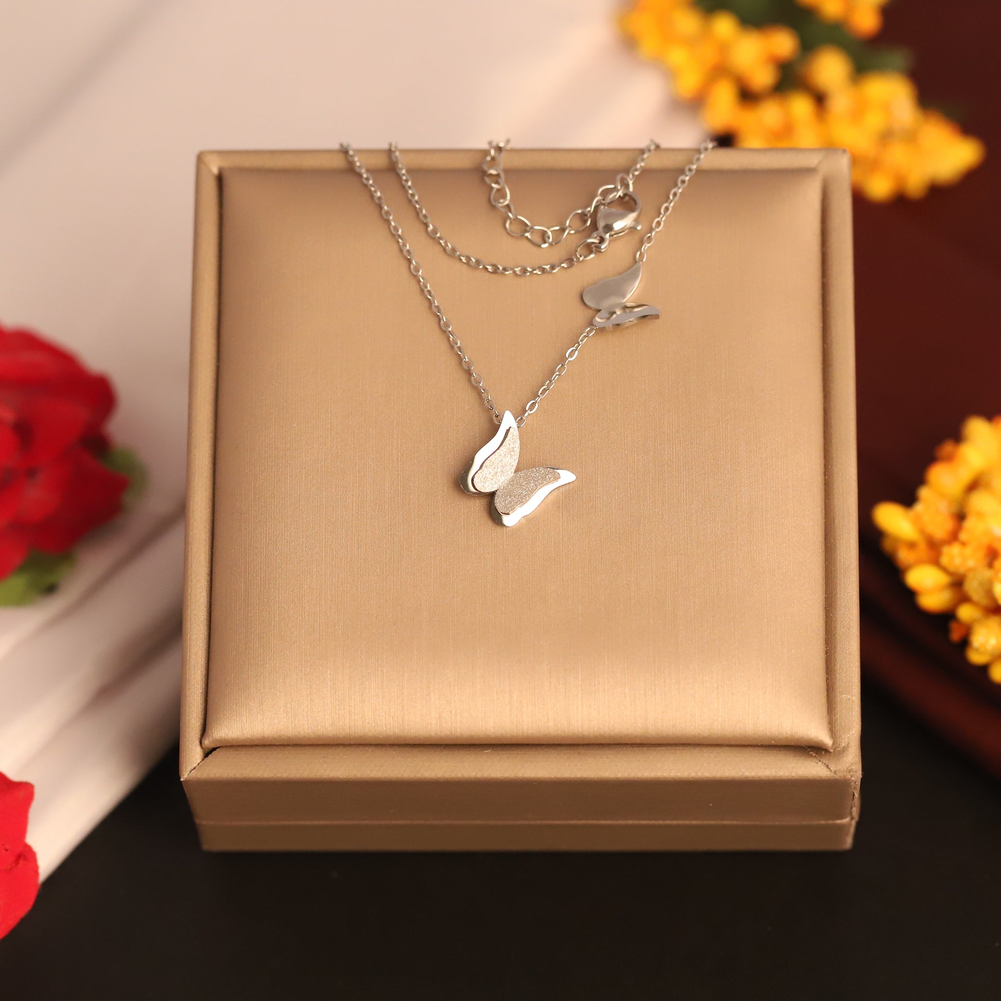 Elegant Silver-Plated Butterfly Necklace - ZIPPORY