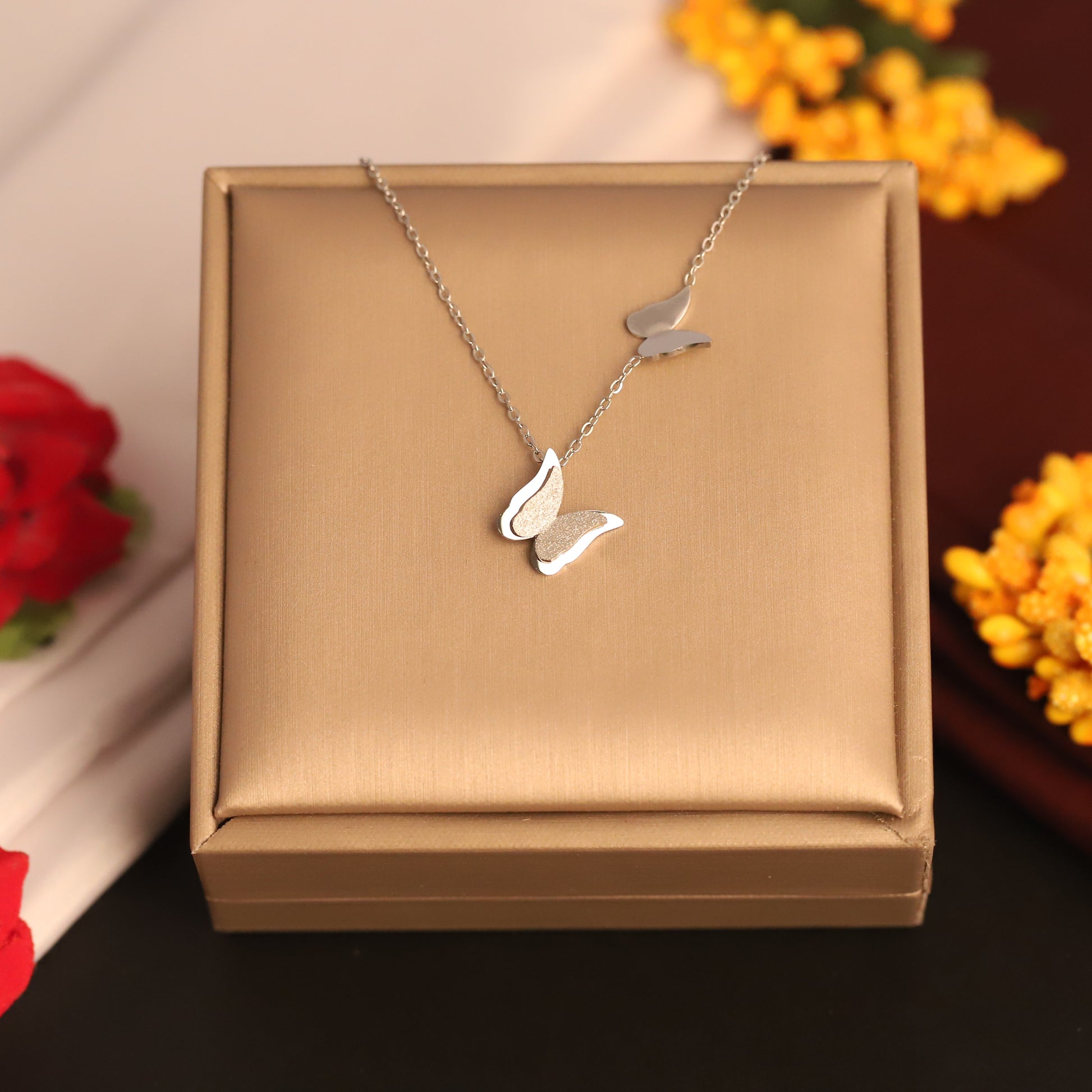 Elegant Silver-Plated Butterfly Necklace - ZIPPORY