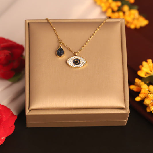 Evil Eye with Royal Gem Pendant Necklace - ZIPPORY