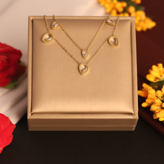Elegant Multi Crystal Teardrop Necklace - ZIPPORY